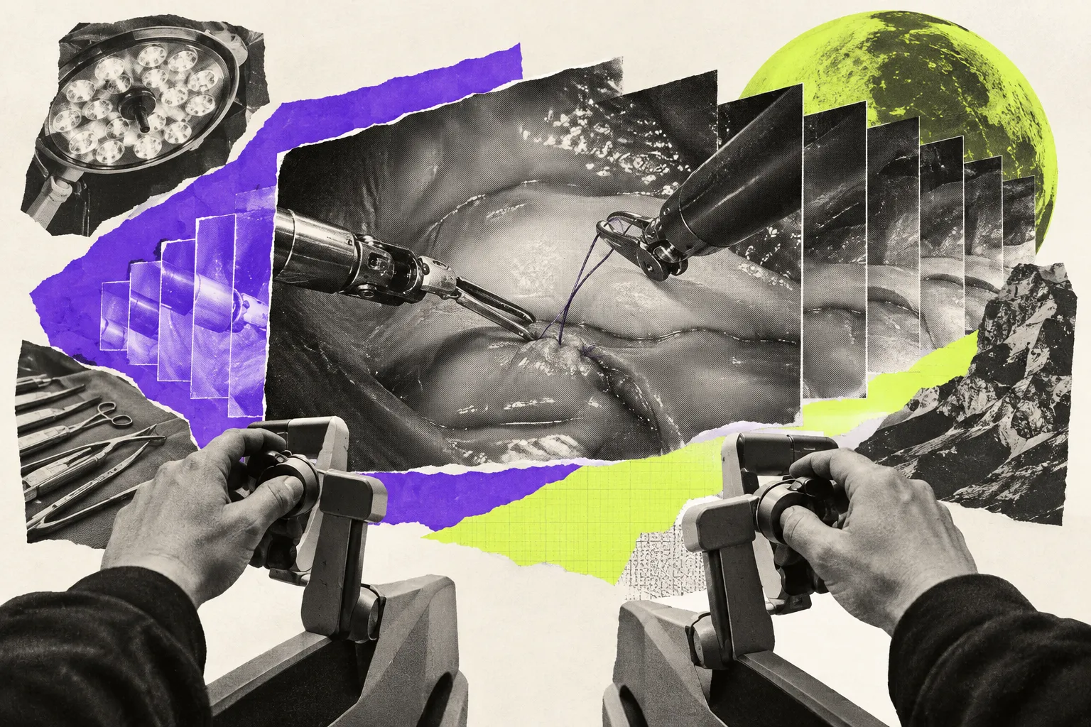 Editorial illustration for Cosmos-H-Dreams generates simulations for surgical robotics